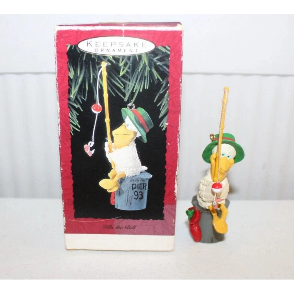 VTG Hallmark Keepsake‎ Christmas Ornament Fills the Bill Pelican Fishing 1993